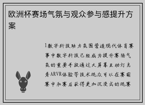 欧洲杯赛场气氛与观众参与感提升方案
